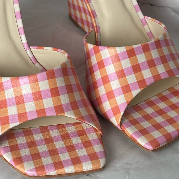 NWOT Maeve Gingham Square Toe Wedge Heels Size 7 - Picture 4 of 15